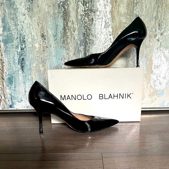 Manolo Blahnik Black Patent Leather - Picture 1 of 6